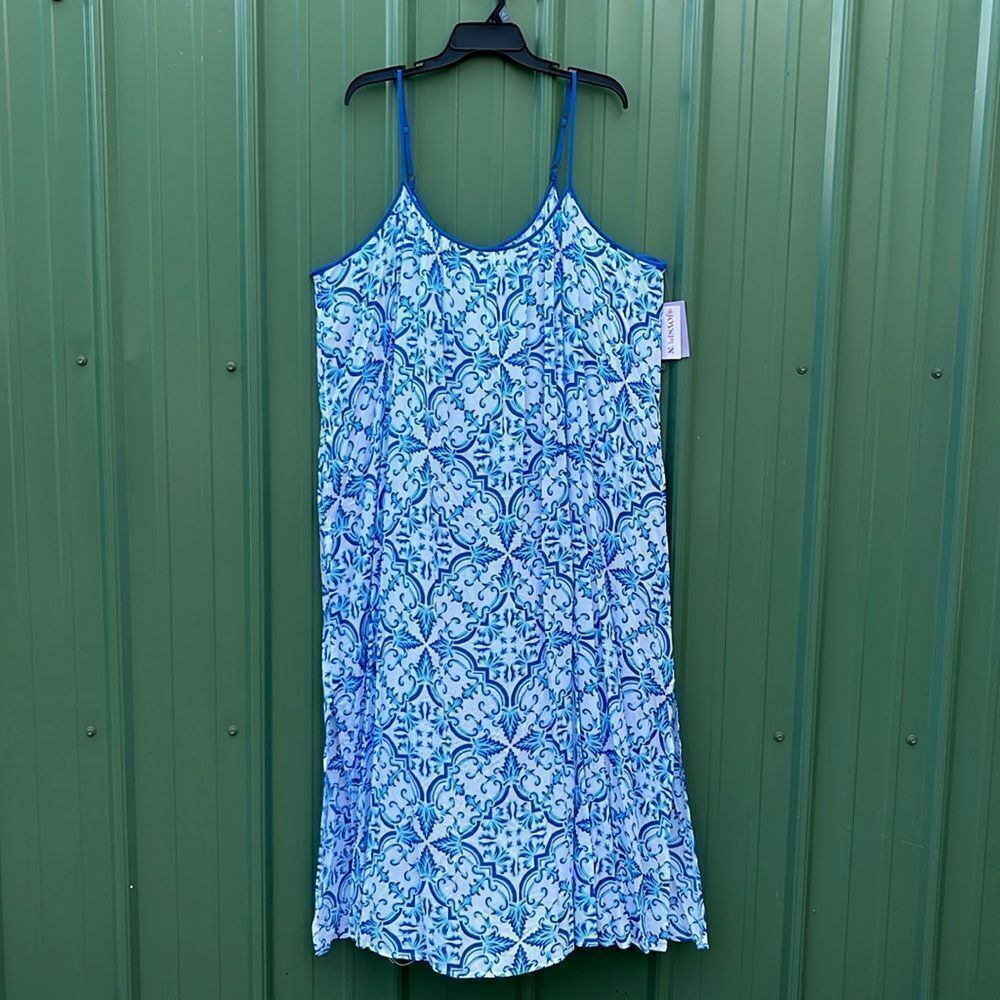 Women’s Lightweight Tropical Woven Strappy Maxi Beach Dress Size 3X